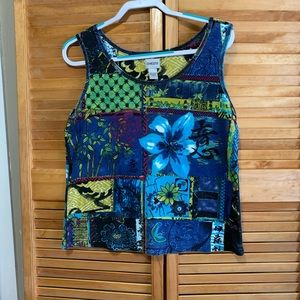 Chicos multi-color vintage large tank top. 100% cotton.